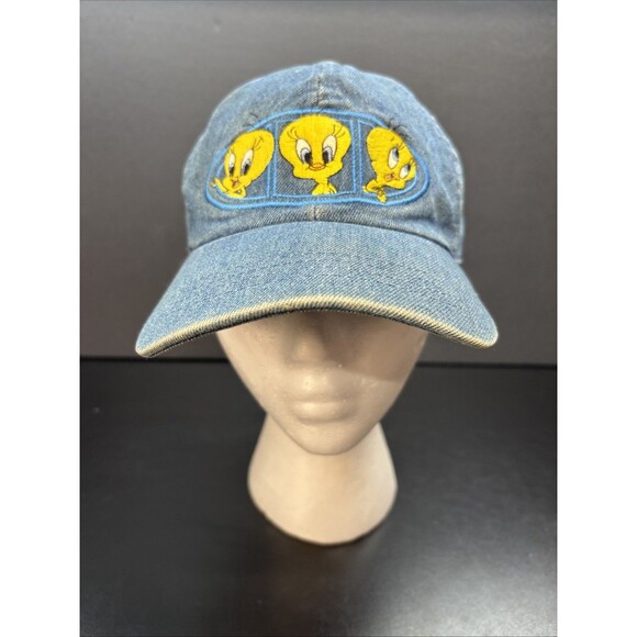 Vintage Tweety Bird Looney Tunes 1998 Denim Hat One Size Fits All -Youth - Picture 1 of 9